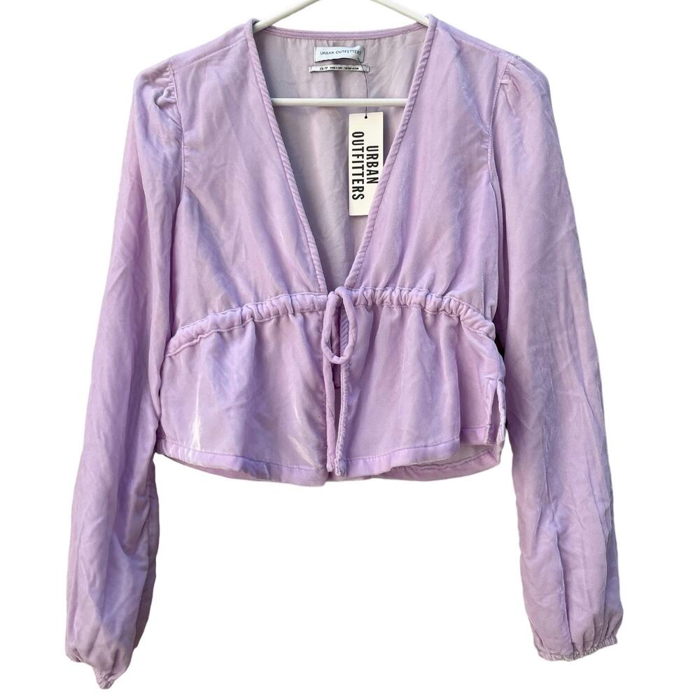 Urban Outfitters Drew Velvet Tie-Waist Top Lavender Women's XS NEW